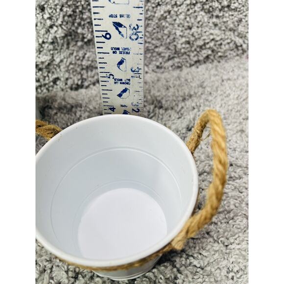 White Metal Bucket Container Round Farmhouse Bundle Of 4 Size Varies Home Decor - Picture 7 of 11